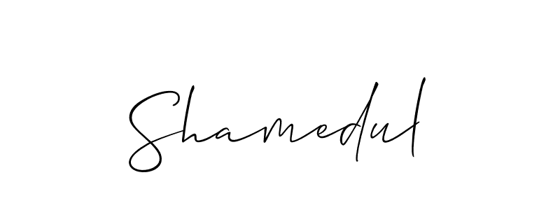 The best way (Allison_Script) to make a short signature is to pick only two or three words in your name. The name Shamedul include a total of six letters. For converting this name. Shamedul signature style 2 images and pictures png