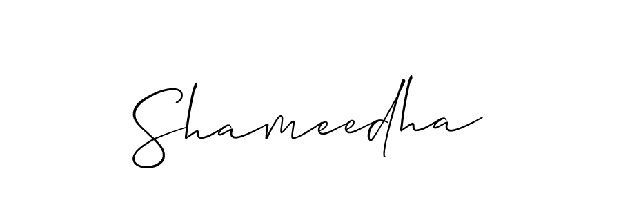 Use a signature maker to create a handwritten signature online. With this signature software, you can design (Allison_Script) your own signature for name Shameedha. Shameedha signature style 2 images and pictures png