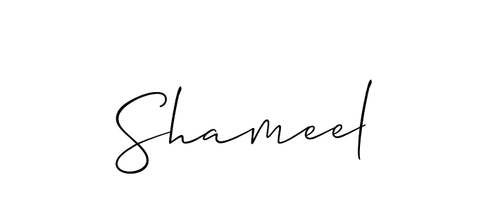 Design your own signature with our free online signature maker. With this signature software, you can create a handwritten (Allison_Script) signature for name Shameel. Shameel signature style 2 images and pictures png