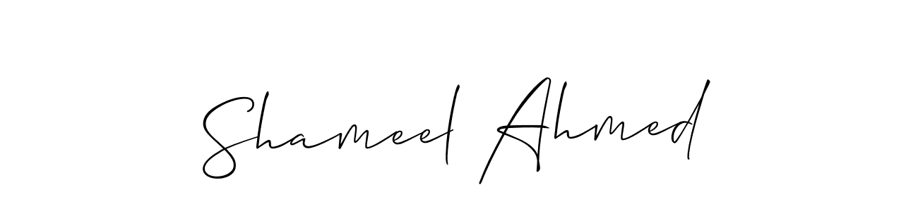 Use a signature maker to create a handwritten signature online. With this signature software, you can design (Allison_Script) your own signature for name Shameel Ahmed. Shameel Ahmed signature style 2 images and pictures png