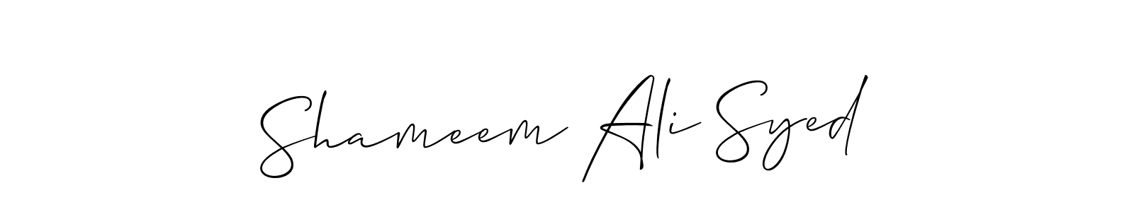 Allison_Script is a professional signature style that is perfect for those who want to add a touch of class to their signature. It is also a great choice for those who want to make their signature more unique. Get Shameem Ali Syed name to fancy signature for free. Shameem Ali Syed signature style 2 images and pictures png