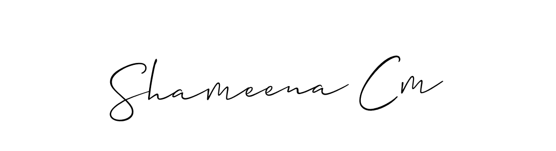 Make a beautiful signature design for name Shameena Cm. With this signature (Allison_Script) style, you can create a handwritten signature for free. Shameena Cm signature style 2 images and pictures png