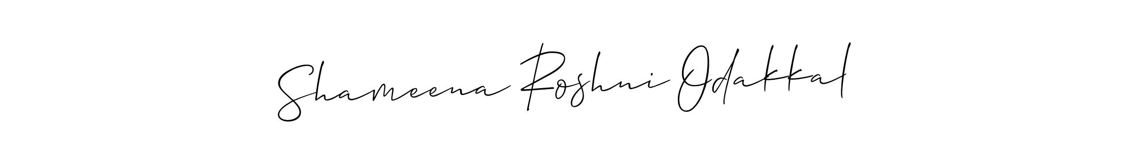 Make a short Shameena Roshni Odakkal signature style. Manage your documents anywhere anytime using Allison_Script. Create and add eSignatures, submit forms, share and send files easily. Shameena Roshni Odakkal signature style 2 images and pictures png