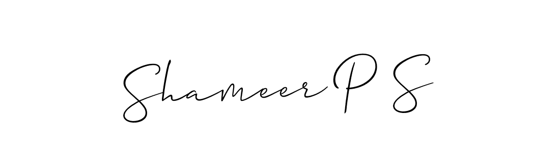 Also You can easily find your signature by using the search form. We will create Shameer P S name handwritten signature images for you free of cost using Allison_Script sign style. Shameer P S signature style 2 images and pictures png