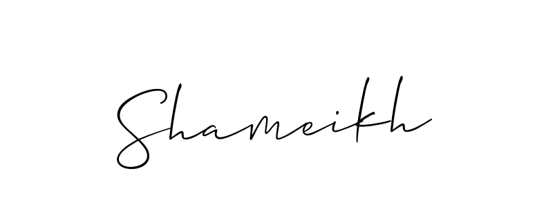 Design your own signature with our free online signature maker. With this signature software, you can create a handwritten (Allison_Script) signature for name Shameikh. Shameikh signature style 2 images and pictures png