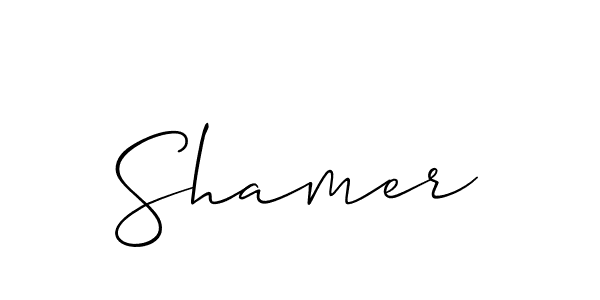 It looks lik you need a new signature style for name Shamer. Design unique handwritten (Allison_Script) signature with our free signature maker in just a few clicks. Shamer signature style 2 images and pictures png