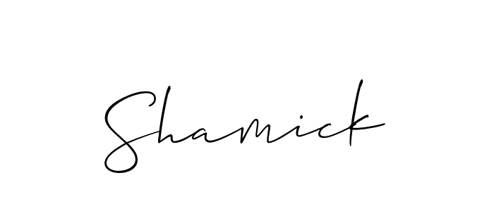Allison_Script is a professional signature style that is perfect for those who want to add a touch of class to their signature. It is also a great choice for those who want to make their signature more unique. Get Shamick name to fancy signature for free. Shamick signature style 2 images and pictures png