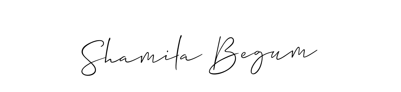 Create a beautiful signature design for name Shamila Begum. With this signature (Allison_Script) fonts, you can make a handwritten signature for free. Shamila Begum signature style 2 images and pictures png