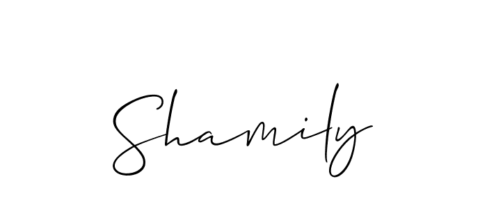 Also You can easily find your signature by using the search form. We will create Shamily name handwritten signature images for you free of cost using Allison_Script sign style. Shamily signature style 2 images and pictures png