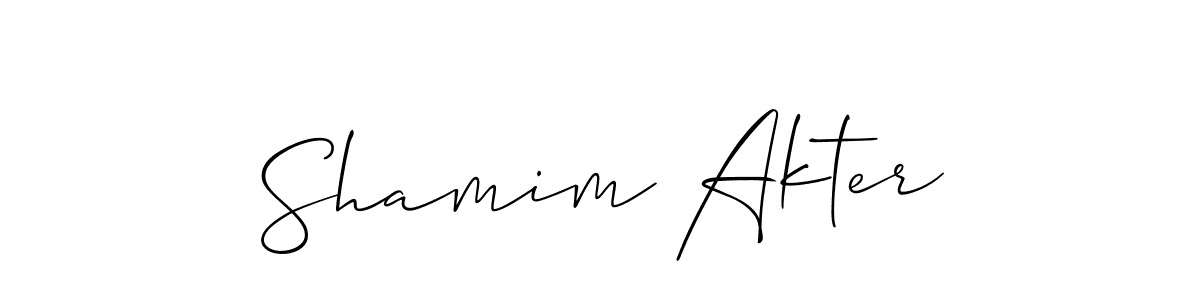 Design your own signature with our free online signature maker. With this signature software, you can create a handwritten (Allison_Script) signature for name Shamim Akter. Shamim Akter signature style 2 images and pictures png