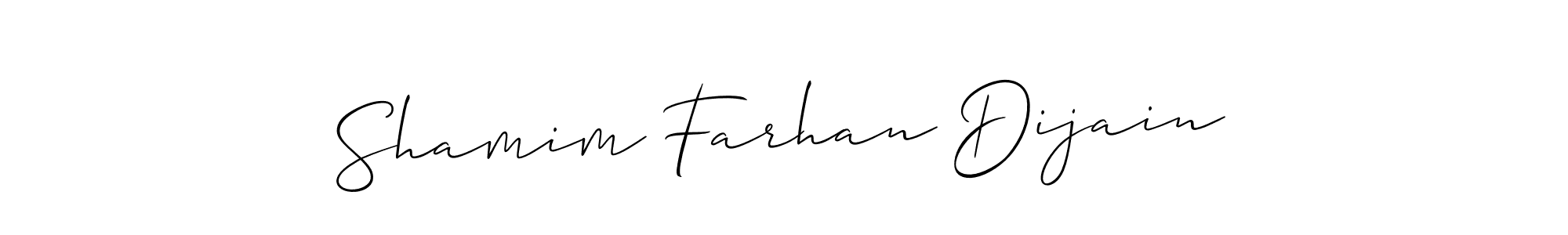 Also You can easily find your signature by using the search form. We will create Shamim Farhan Dijain name handwritten signature images for you free of cost using Allison_Script sign style. Shamim Farhan Dijain signature style 2 images and pictures png