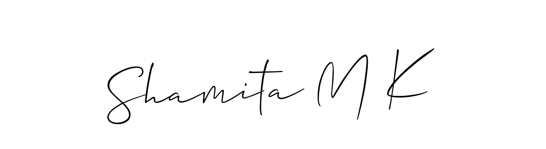 Create a beautiful signature design for name Shamita M K. With this signature (Allison_Script) fonts, you can make a handwritten signature for free. Shamita M K signature style 2 images and pictures png