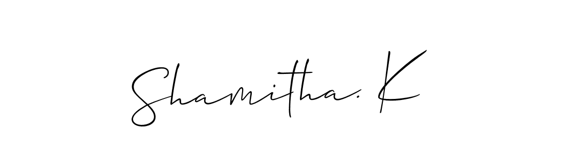 if you are searching for the best signature style for your name Shamitha. K. so please give up your signature search. here we have designed multiple signature styles  using Allison_Script. Shamitha. K signature style 2 images and pictures png