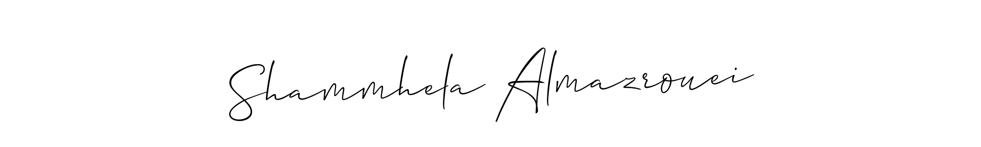 if you are searching for the best signature style for your name Shammhela Almazrouei. so please give up your signature search. here we have designed multiple signature styles  using Allison_Script. Shammhela Almazrouei signature style 2 images and pictures png