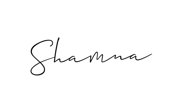 Design your own signature with our free online signature maker. With this signature software, you can create a handwritten (Allison_Script) signature for name Shamna. Shamna signature style 2 images and pictures png