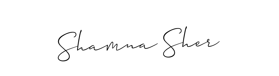 It looks lik you need a new signature style for name Shamna Sher. Design unique handwritten (Allison_Script) signature with our free signature maker in just a few clicks. Shamna Sher signature style 2 images and pictures png