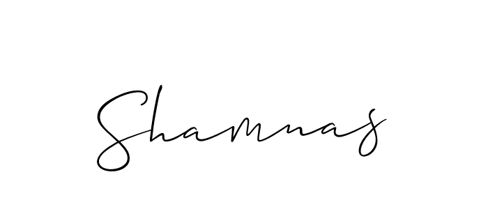 Make a beautiful signature design for name Shamnas. With this signature (Allison_Script) style, you can create a handwritten signature for free. Shamnas signature style 2 images and pictures png