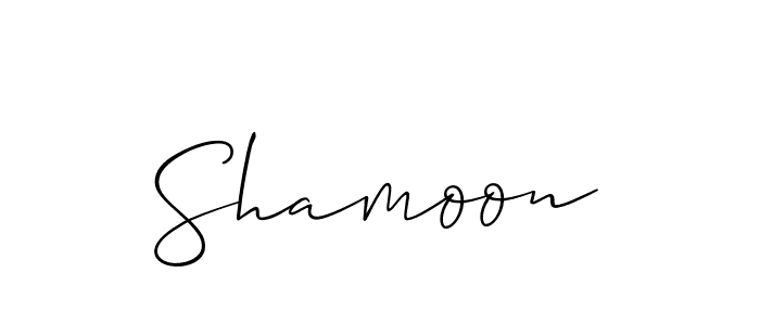 Design your own signature with our free online signature maker. With this signature software, you can create a handwritten (Allison_Script) signature for name Shamoon. Shamoon signature style 2 images and pictures png