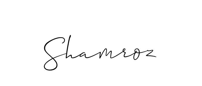 Allison_Script is a professional signature style that is perfect for those who want to add a touch of class to their signature. It is also a great choice for those who want to make their signature more unique. Get Shamroz name to fancy signature for free. Shamroz signature style 2 images and pictures png