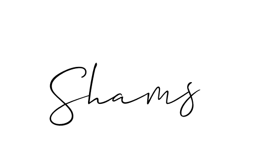 Design your own signature with our free online signature maker. With this signature software, you can create a handwritten (Allison_Script) signature for name Shams. Shams signature style 2 images and pictures png