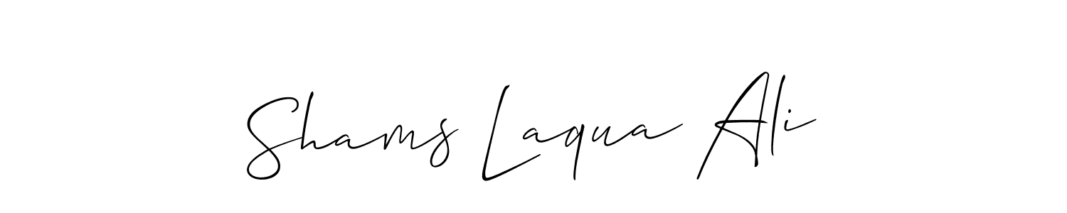 How to make Shams Laqua Ali name signature. Use Allison_Script style for creating short signs online. This is the latest handwritten sign. Shams Laqua Ali signature style 2 images and pictures png