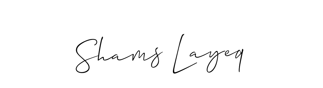 if you are searching for the best signature style for your name Shams Layeq. so please give up your signature search. here we have designed multiple signature styles  using Allison_Script. Shams Layeq signature style 2 images and pictures png