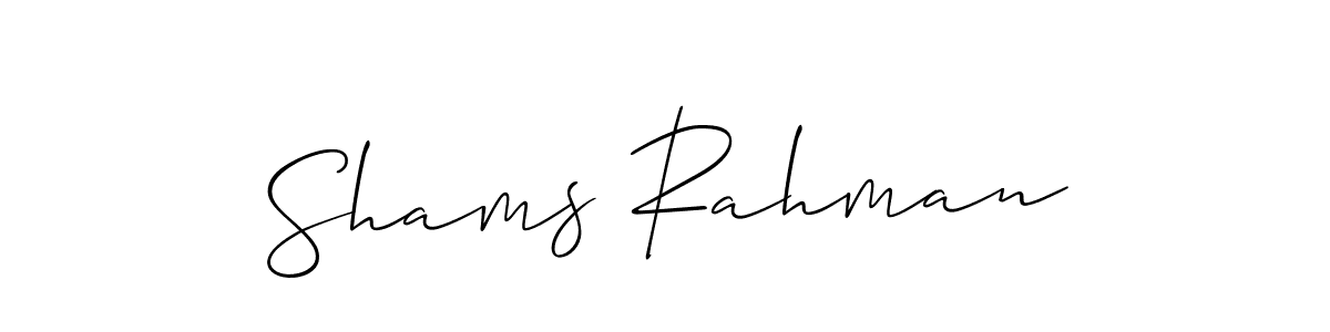 Allison_Script is a professional signature style that is perfect for those who want to add a touch of class to their signature. It is also a great choice for those who want to make their signature more unique. Get Shams Rahman name to fancy signature for free. Shams Rahman signature style 2 images and pictures png