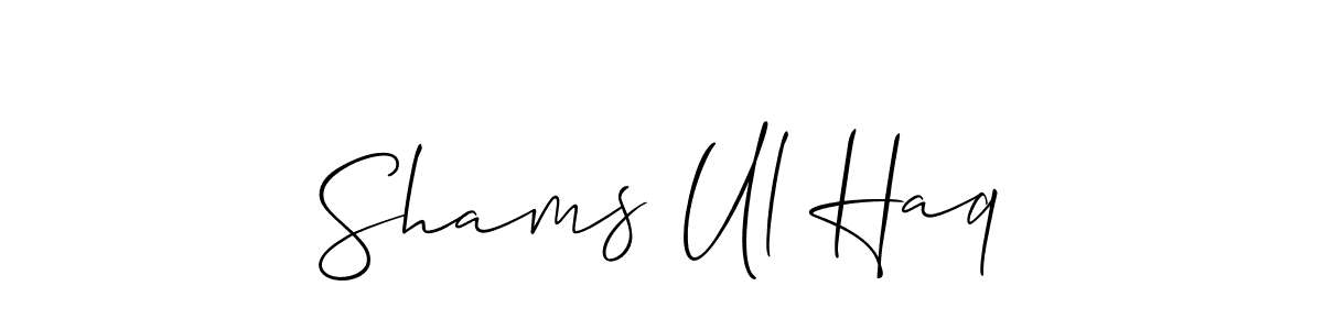 Use a signature maker to create a handwritten signature online. With this signature software, you can design (Allison_Script) your own signature for name Shams Ul Haq. Shams Ul Haq signature style 2 images and pictures png