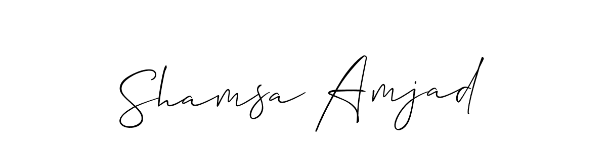 Allison_Script is a professional signature style that is perfect for those who want to add a touch of class to their signature. It is also a great choice for those who want to make their signature more unique. Get Shamsa Amjad name to fancy signature for free. Shamsa Amjad signature style 2 images and pictures png