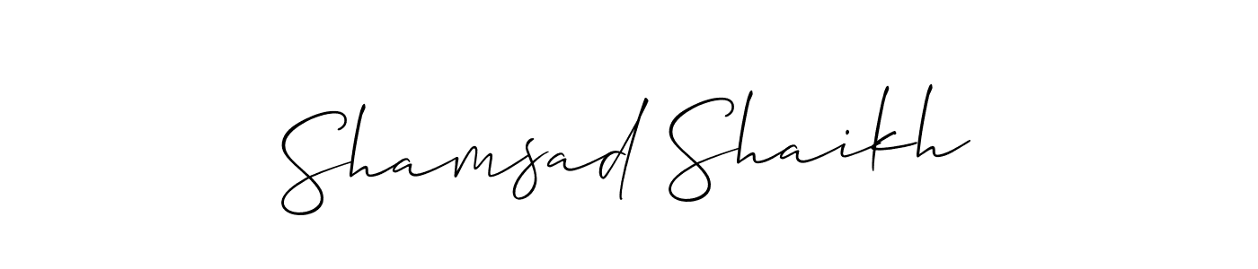 if you are searching for the best signature style for your name Shamsad Shaikh. so please give up your signature search. here we have designed multiple signature styles  using Allison_Script. Shamsad Shaikh signature style 2 images and pictures png