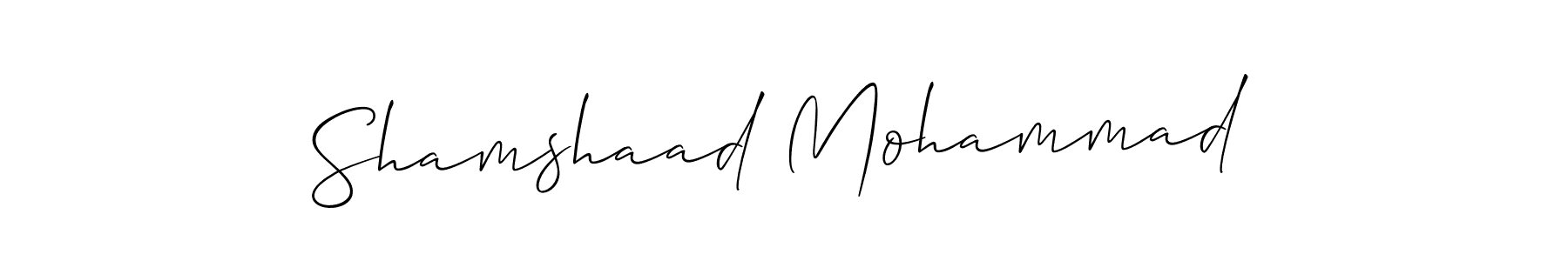 Design your own signature with our free online signature maker. With this signature software, you can create a handwritten (Allison_Script) signature for name Shamshaad Mohammad. Shamshaad Mohammad signature style 2 images and pictures png