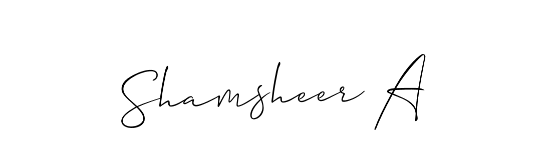 It looks lik you need a new signature style for name Shamsheer A. Design unique handwritten (Allison_Script) signature with our free signature maker in just a few clicks. Shamsheer A signature style 2 images and pictures png