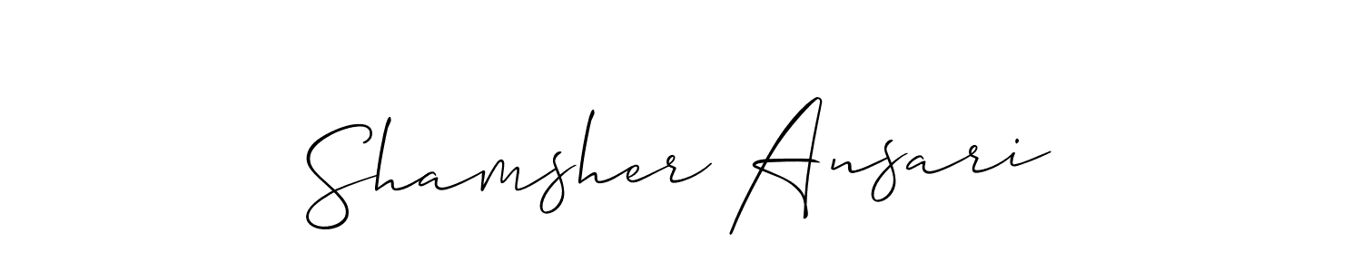 Also You can easily find your signature by using the search form. We will create Shamsher Ansari name handwritten signature images for you free of cost using Allison_Script sign style. Shamsher Ansari signature style 2 images and pictures png