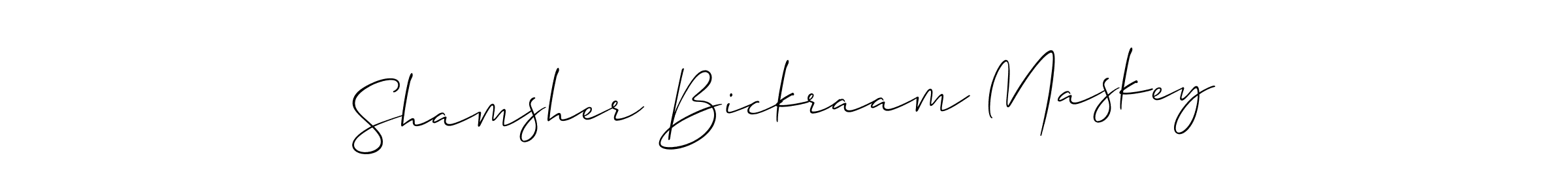 Design your own signature with our free online signature maker. With this signature software, you can create a handwritten (Allison_Script) signature for name Shamsher Bickraam Maskey. Shamsher Bickraam Maskey signature style 2 images and pictures png