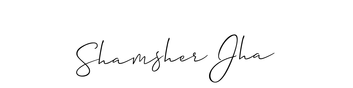 if you are searching for the best signature style for your name Shamsher Jha. so please give up your signature search. here we have designed multiple signature styles  using Allison_Script. Shamsher Jha signature style 2 images and pictures png