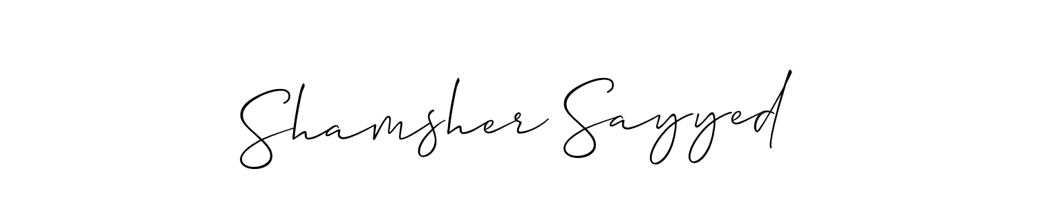 Use a signature maker to create a handwritten signature online. With this signature software, you can design (Allison_Script) your own signature for name Shamsher Sayyed. Shamsher Sayyed signature style 2 images and pictures png