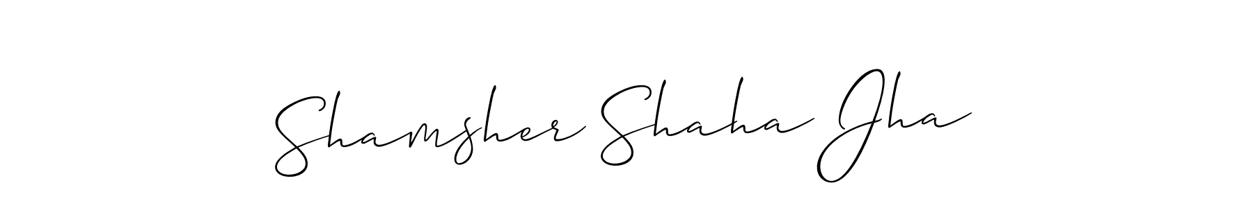 Use a signature maker to create a handwritten signature online. With this signature software, you can design (Allison_Script) your own signature for name Shamsher Shaha Jha. Shamsher Shaha Jha signature style 2 images and pictures png