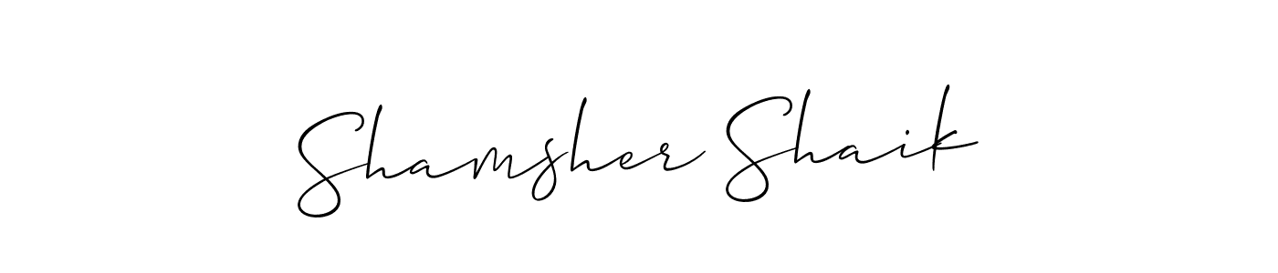 Also we have Shamsher Shaik name is the best signature style. Create professional handwritten signature collection using Allison_Script autograph style. Shamsher Shaik signature style 2 images and pictures png