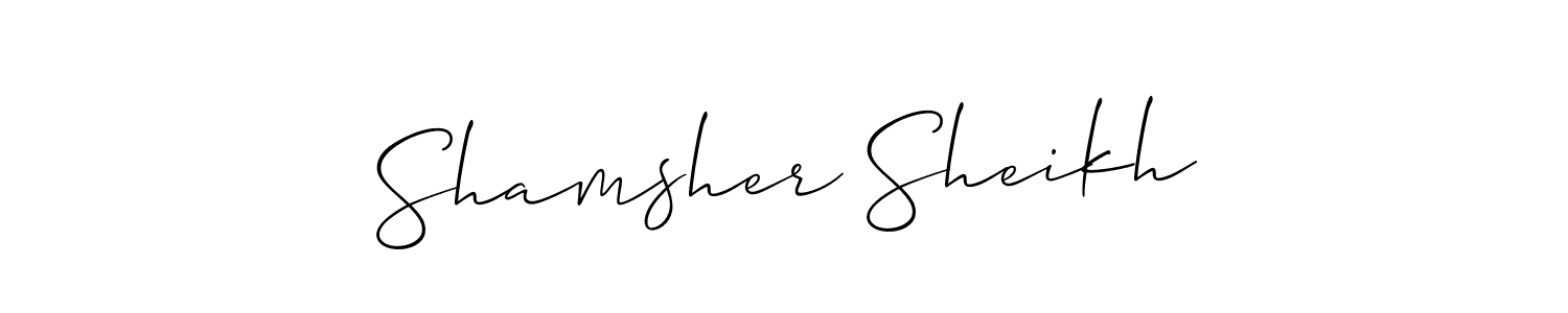 How to make Shamsher Sheikh signature? Allison_Script is a professional autograph style. Create handwritten signature for Shamsher Sheikh name. Shamsher Sheikh signature style 2 images and pictures png