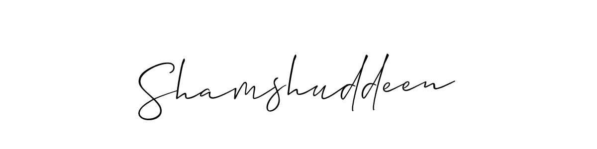 Use a signature maker to create a handwritten signature online. With this signature software, you can design (Allison_Script) your own signature for name Shamshuddeen. Shamshuddeen signature style 2 images and pictures png