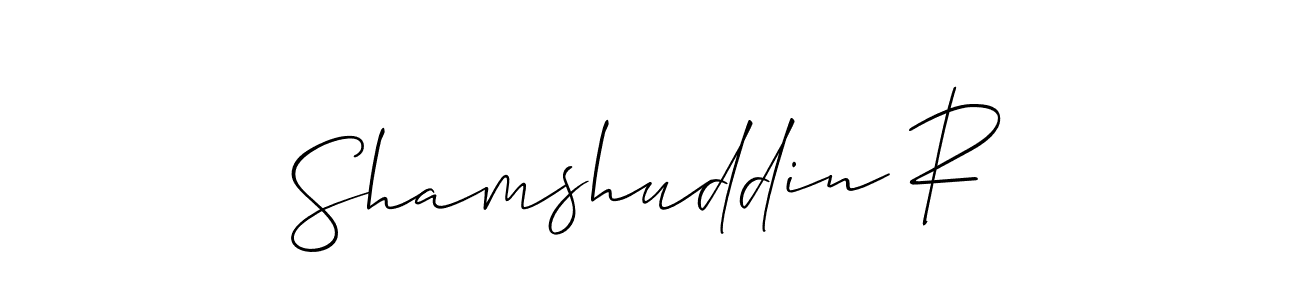 if you are searching for the best signature style for your name Shamshuddin R. so please give up your signature search. here we have designed multiple signature styles  using Allison_Script. Shamshuddin R signature style 2 images and pictures png