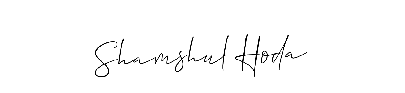 if you are searching for the best signature style for your name Shamshul Hoda. so please give up your signature search. here we have designed multiple signature styles  using Allison_Script. Shamshul Hoda signature style 2 images and pictures png