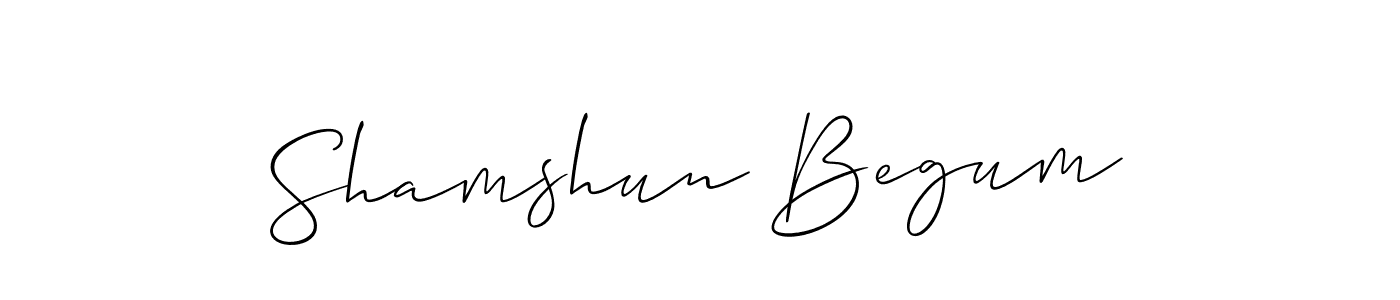 It looks lik you need a new signature style for name Shamshun Begum. Design unique handwritten (Allison_Script) signature with our free signature maker in just a few clicks. Shamshun Begum signature style 2 images and pictures png