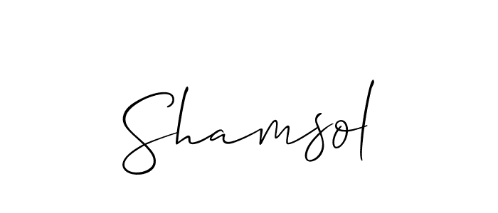 Create a beautiful signature design for name Shamsol. With this signature (Allison_Script) fonts, you can make a handwritten signature for free. Shamsol signature style 2 images and pictures png