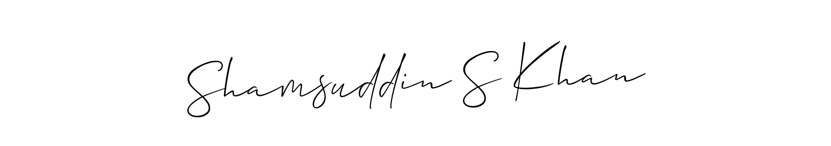 You can use this online signature creator to create a handwritten signature for the name Shamsuddin S Khan. This is the best online autograph maker. Shamsuddin S Khan signature style 2 images and pictures png