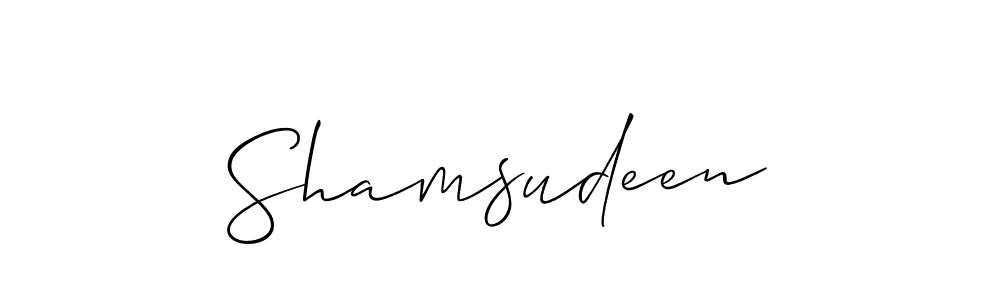 It looks lik you need a new signature style for name Shamsudeen. Design unique handwritten (Allison_Script) signature with our free signature maker in just a few clicks. Shamsudeen signature style 2 images and pictures png