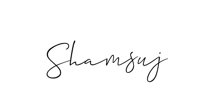 Design your own signature with our free online signature maker. With this signature software, you can create a handwritten (Allison_Script) signature for name Shamsuj. Shamsuj signature style 2 images and pictures png