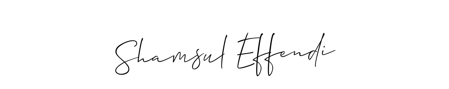 Use a signature maker to create a handwritten signature online. With this signature software, you can design (Allison_Script) your own signature for name Shamsul Effendi. Shamsul Effendi signature style 2 images and pictures png