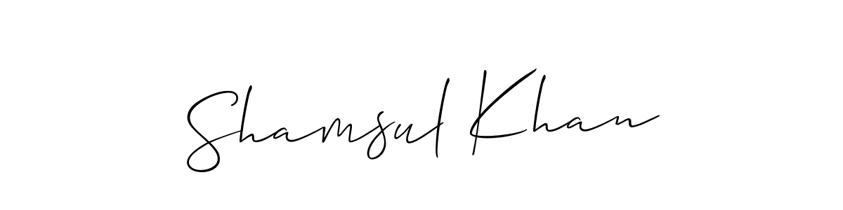 Use a signature maker to create a handwritten signature online. With this signature software, you can design (Allison_Script) your own signature for name Shamsul Khan. Shamsul Khan signature style 2 images and pictures png