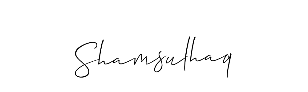 Also we have Shamsulhaq name is the best signature style. Create professional handwritten signature collection using Allison_Script autograph style. Shamsulhaq signature style 2 images and pictures png